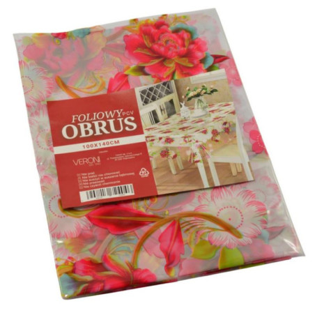 Obrus PCV 100x140cm przeźroczysty w kwiaty mix